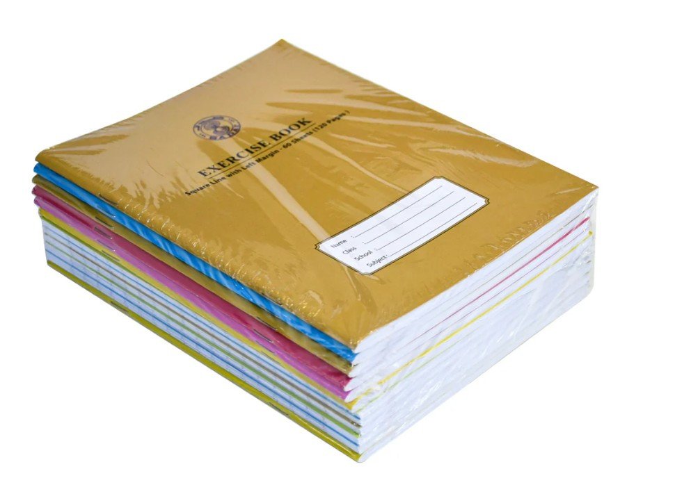 Sadaf A5 Exercise Book Square Line With Left Margin, 60 Sheets ( 120 Pages ) - Pack of 6