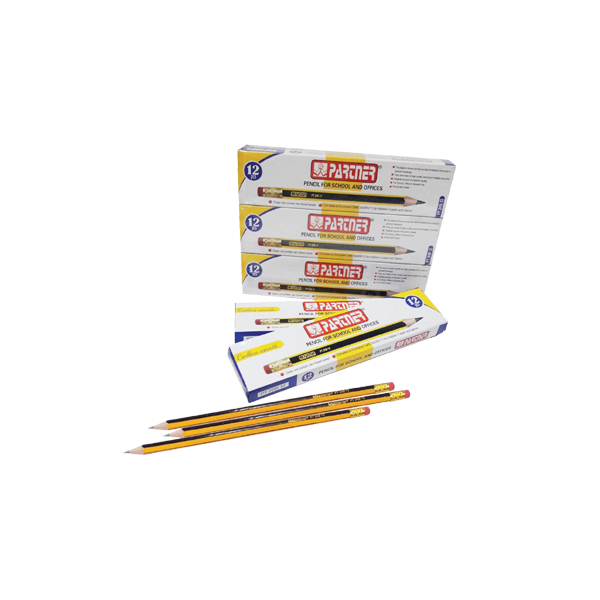 Partner 2HB Pencil With Rubber (12 Pieces of Pack)