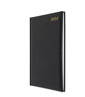 FIS Executive Diary 2024 English/French (1-Week at a glance) Vinyl, 1-Side Padded, Cover, Black - FSDI34E24BK