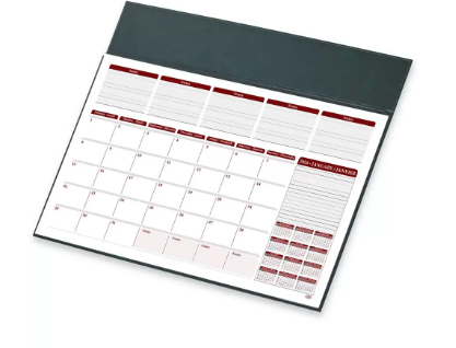 FIS Year Planner 2024 (English/French) Vinyl Desk Blotter, Green - FSDKVIEF24GR