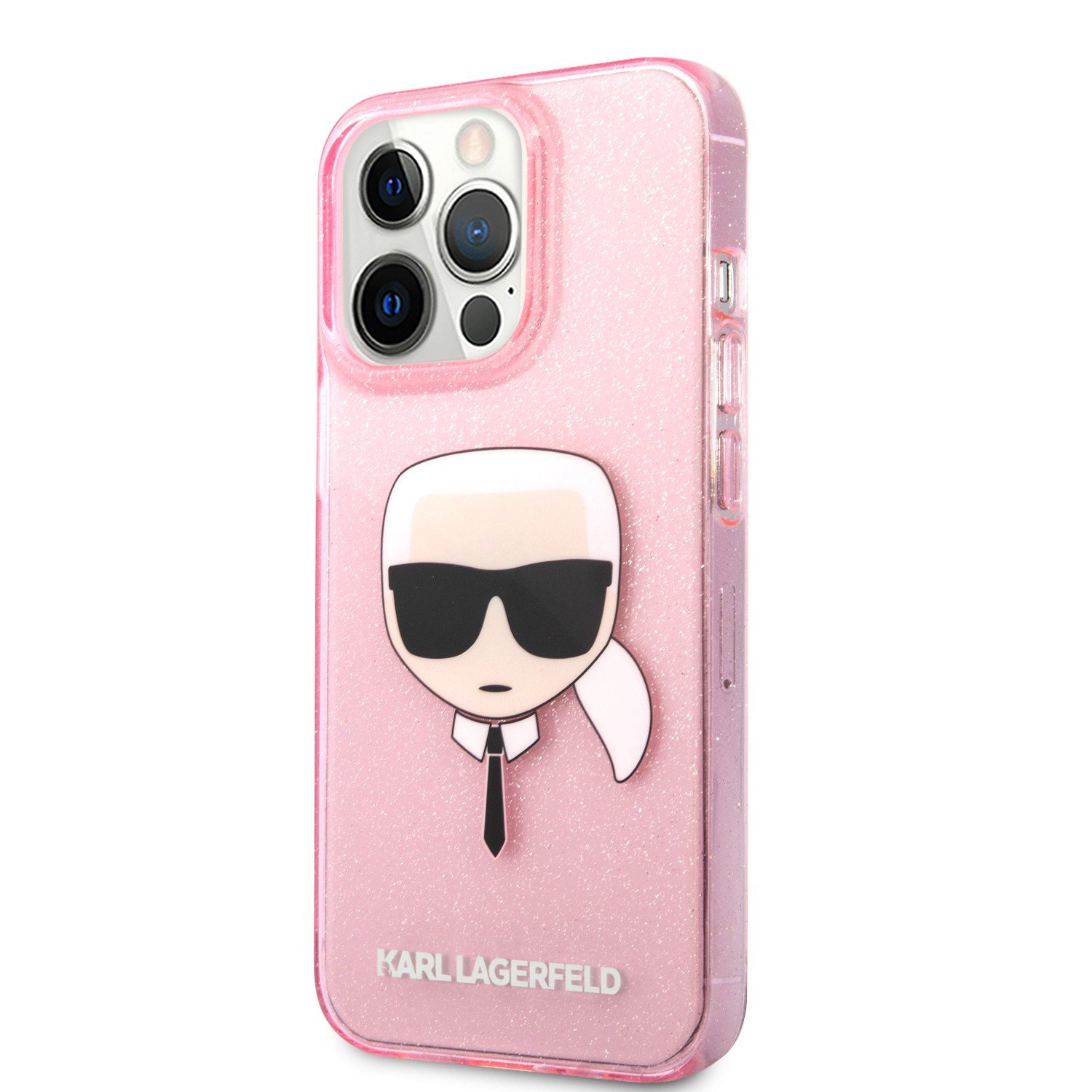 Karl Lagerfeld TPU Full Glitter Karl Head Case For iPhone 13 Pro (6.1") - Pink