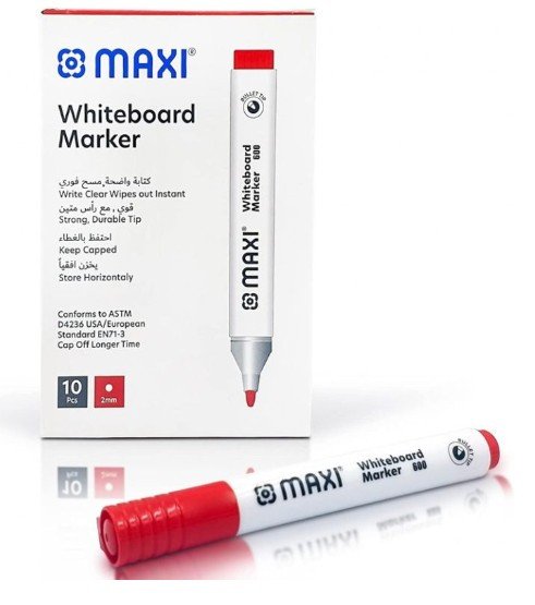 Maxi 600 White Board Marker Bullet Tip-Red(10Pcs/Pack)