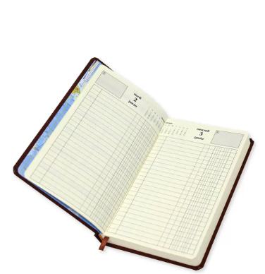 FIS French Diary 2024, Bonded Leather 1-Side Padded, Round Corner, Brown - FSDI29FRB24BR