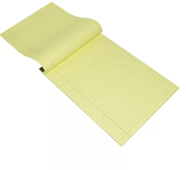 12-Piece FIS Writing Pads Without Cover, Single Ruled, A4 Size (50 Sheets x 12-Piece) Yellow Color - FSPD50A4YL