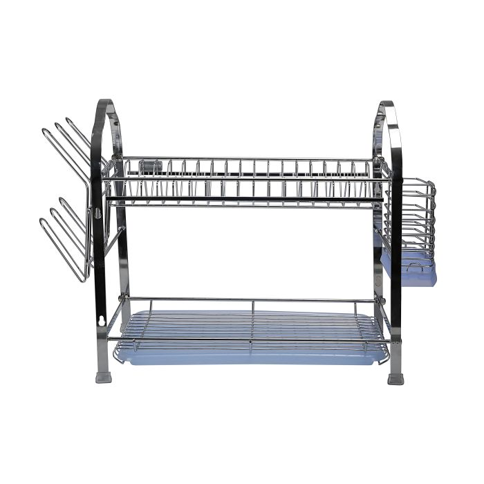 Wall Hanging Dish Rack, 2-Tier Dish Drainer, RF2563 | Draining Board With Removable Tray | Utensil Holder | Compact & Easy To Assemble Organization Shelf