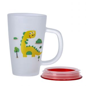 Royalford 11 Oz Fruit Design Frosty Mug With Lid - Plastic - Red - 11 OZ