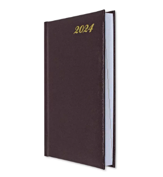 FIS 2024 International Diary A5 7-Languages Vinyl 1-Side Padded Chocolate - FSDI136-7V24CH