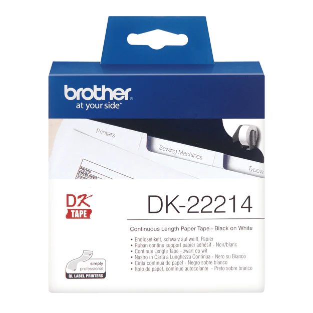 Brother DK-22214 Continuous Length Paper Tape, 12mm x 30.48m