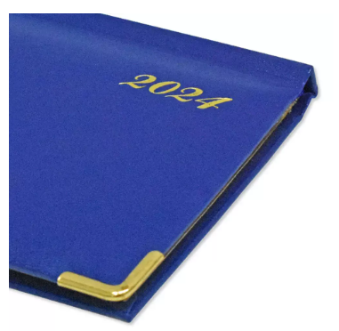 Fis 2024 Golden Slim English Diary Vinyl, 1 Side Padded Blue -FSDI52EG24BL