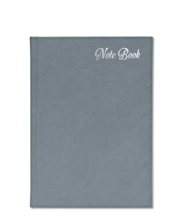 FIS Notebook Bonded Leather, Size A5, Offset White Paper, 70 GSM, 196 Pages, 8 mm Ruled, Hard Cover, Silver Gilded Edges, Colour Grey - FSNBHCA5GWHBLGY