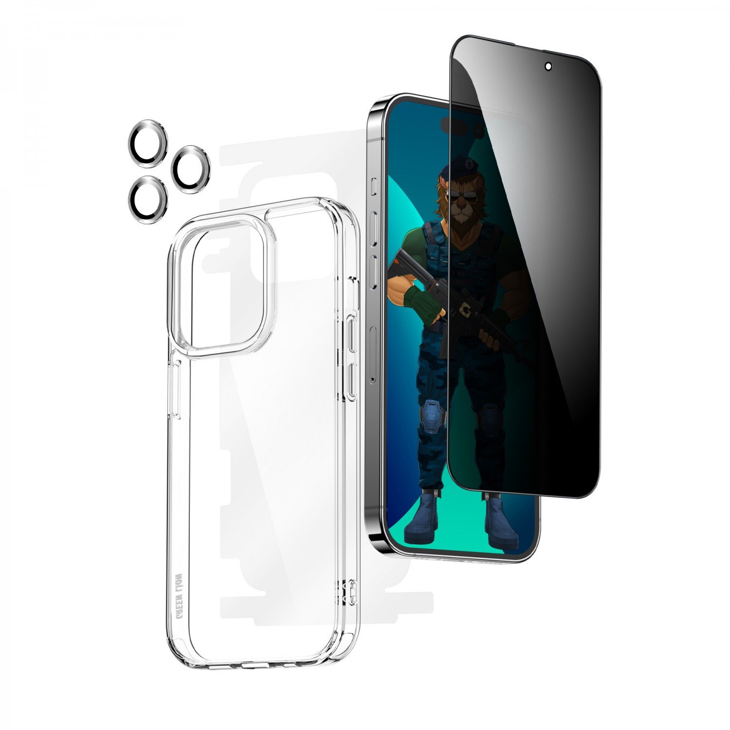 Green 4 in 1 360° Privacy Protection Pack for iPhone 14 Pro Max ( 6.7" ) -Assorted colour