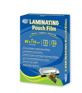 FIS LAMINATING FILMS 100 SHEETS 80 X 110 MM SIZE 125 MICRONS FSLM80X110N