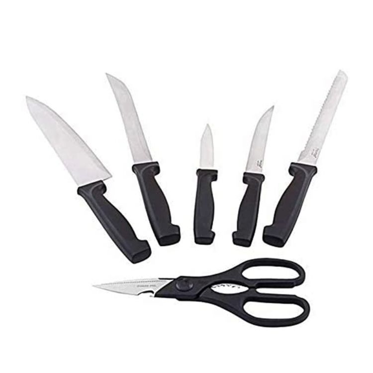 Prestige Kitchen Knife Block - Stainless Steel - Black