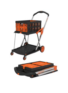 Folding Double Leve,l Platform Trolley Orange, 20/60kg