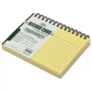 FIS Ruled Record Card 180 GSM 5X3 Inch Double Loop Spiral 50 Sheets Yellow -FSIC53-180SPYL