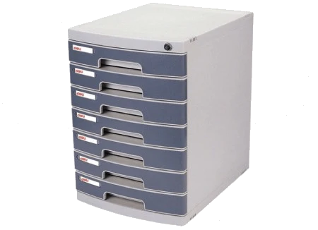 DELI 7 Drawer Plastic Cabinet with Lock in Front, Grey
