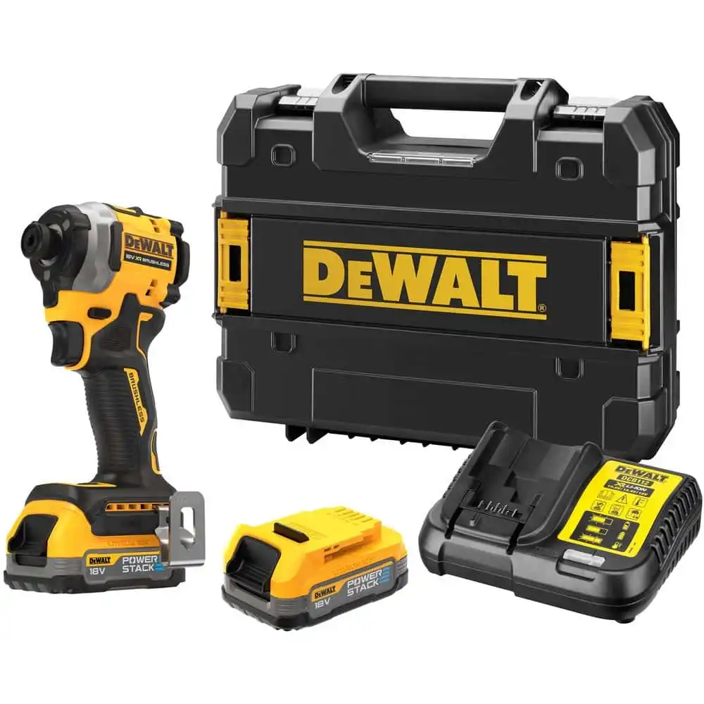 18V 1/4 In. Cordless Impact Driver, 205 Nm, Brushless Motor, 3-Speed, With 2 X 1.7 Ah Power Stack Li-Ion Batteries, Charger And