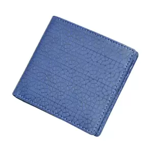 FIS Italian PU Bifold Design Wallets Polyurethane For Men, ID Card Window, 6 Card Slots, 2 Sideways Pockets, Divided Bill Compartments, Blue Colour, Closed Size 100 x 105 mm - FSPQBLD4