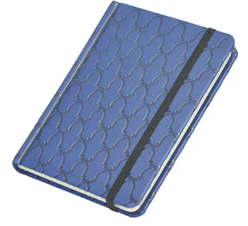 FIS Notebook With Elastic Band Italian PU Cover, Ivory Paper, 5 mm Square, Blue Color, 96 Sheets With Gift Box, A6 Size