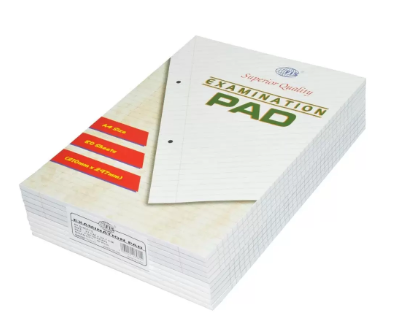 10-Piece FIS Examination Pad, Single Ruled, 2 Holes, 60 gsm, A4 Size (80 Sheets x 10 Pcs) - FSPDEPA480
