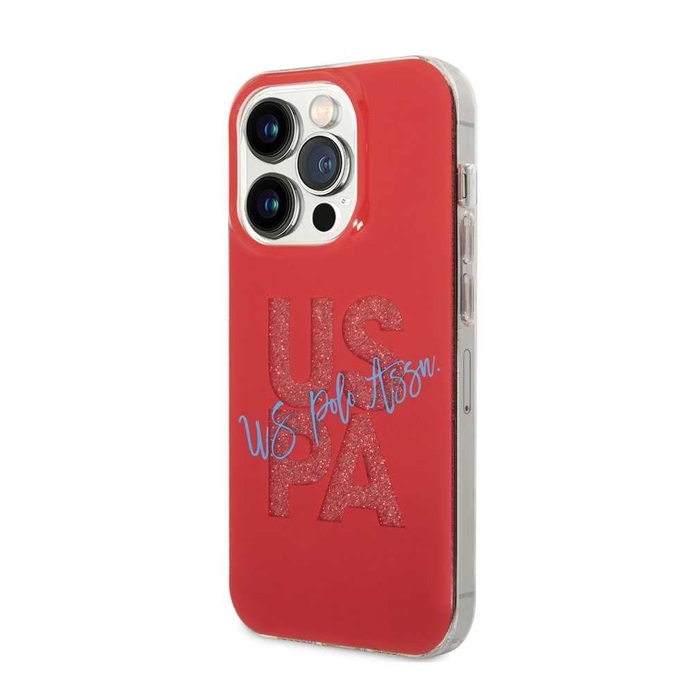 U.S.Polo Assn. IML Glitter Script Hard Case for iPhone 14 Pro Max (6.7") - Red