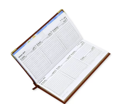 FIS 2024 Golden Slim Arabic English Diary Vinyl, 1 Side Padded Brown -FSDI52AEG24BR