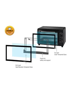 Electric Oven Multifunction With Double Glass And Rotisserie For Toasting/Baking/Broiling 45 L 1800 W TRO45RDG-B5 Black