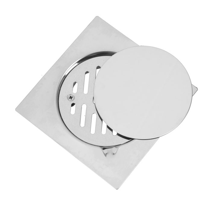 Geepas Floor Drain 150 X 150 MM - Stainless Steel Shower Drain With Drainage Guards, Waste Grate Strainer For Bathroom Toilet Laundry Garden Outdoor Kitchen | 5 Years Warranty