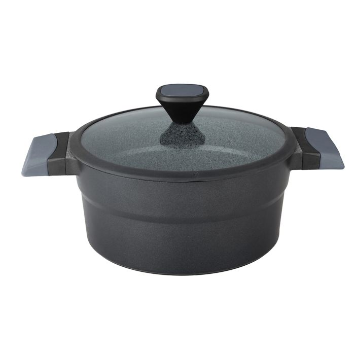 Royalford RF8598 Die-Cast Aluminium Casserole 24 Cm- Durable Marble Coating, High-Quality Aluminium Construction | Dishwasher Safe | Non-Stick Dish For Gas, Induction & Ceramic Hobs
