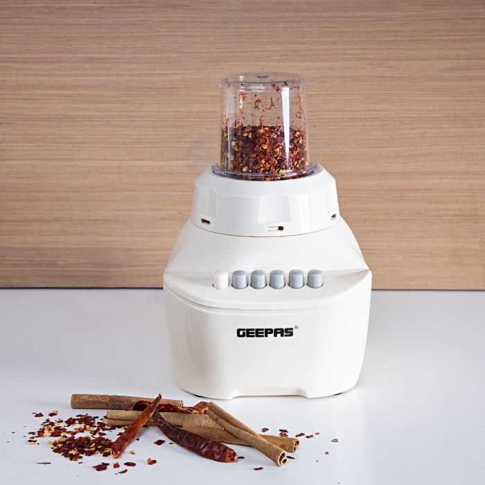 Geepas GSB5362 400W 2 In 1 Blender - Stainless Steel Blades, 4 Speed Control With Pulse | Over Heat Protection| Chopper, Coffee Grinder & Smoothie Maker