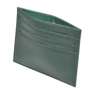 FIS Italian PU Soft Cover Stiched Slim Wallet Polyurethane For Unisex, Top Side open 6 ID Card Pockets, Size 8 x 10.5 cm, Green Colour - FSPQSW04