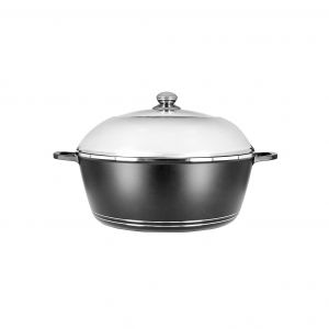 Royalford Die Cast 36 Cm Casserole With Glass Lid - Aluminium - Black