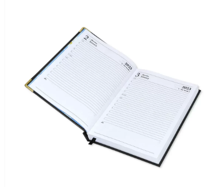 Fis 2023 A5 Diary,Gold Corners,English Vinyl 1Side Padded Black -FSDI22E23BK