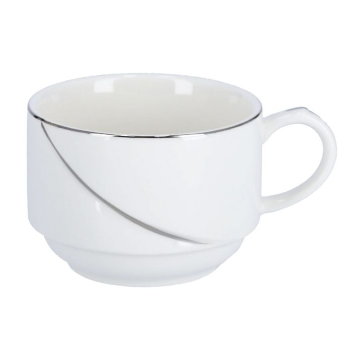 New Bone China Cups With Silver Line, 6 Pcs