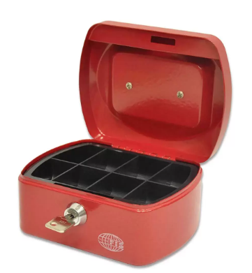 FIS Cash Box Steel Red Color With key lock, 152 x 115 x 80 mm, 6 Inch Lock Size - FSCPTS0140RE