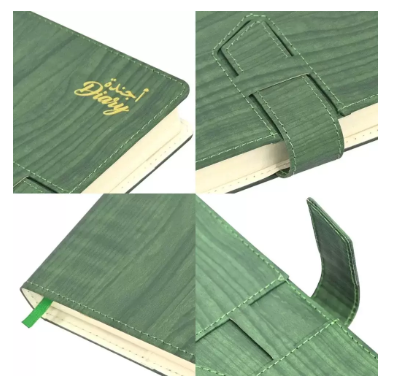 FIS 2024 A5 Diary Arabic/English Vinyl Hard Sewn Cover Green -FSDI80AE24GR