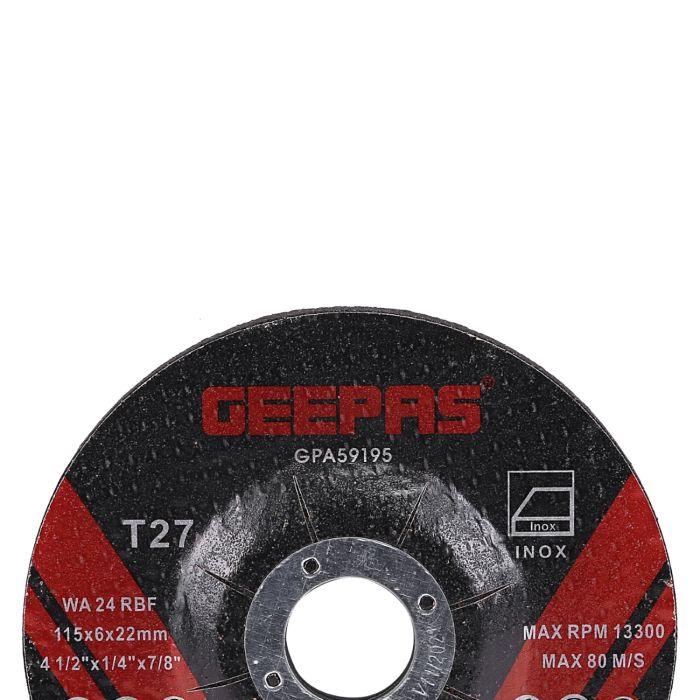 Geepas Stainless Steel Grinding Disc 115mm - Aggressive Cutting Wheel, Thin Saw Blade For Cutting, Grooving And Trimming | 6mm Thick Disk | Ideal For Carpenter, Plumber, Flooring Workers