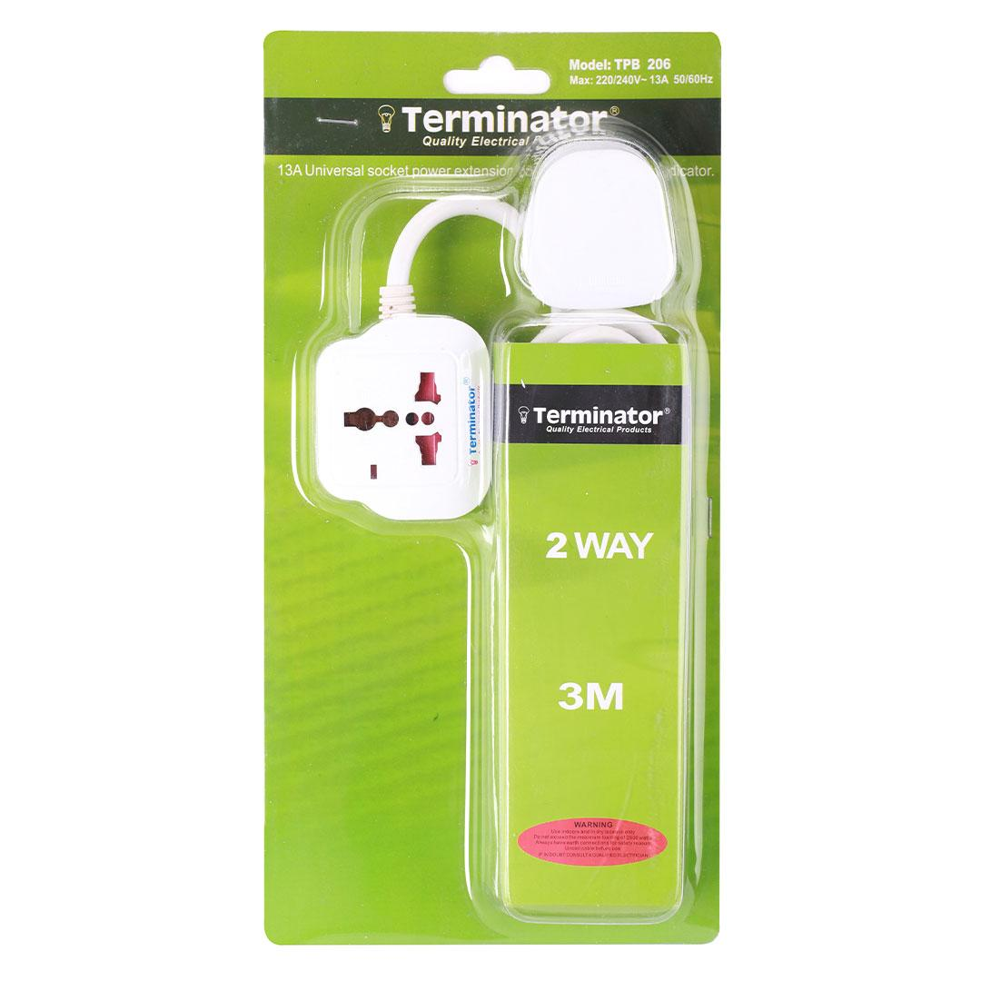2 Way Universal Extension Socket Lead With 3M Cable 13A Plug