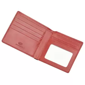 FIS Italian PU Bifold Design Wallets Polyurethane For Men, ID Card Window, 6 Card Slots, 2 Sideways Pockets, Divided Bill Compartments, Maroon Colour, Closed Size 100 x 105 mm - FSPQMRD4