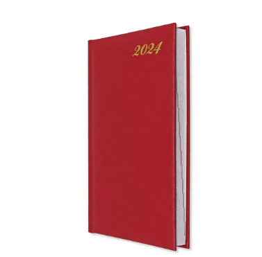 FIS 2024 International Diary A5 7-Languages Vinyl 1-Side Padded Red - FSDI136-7V24RE