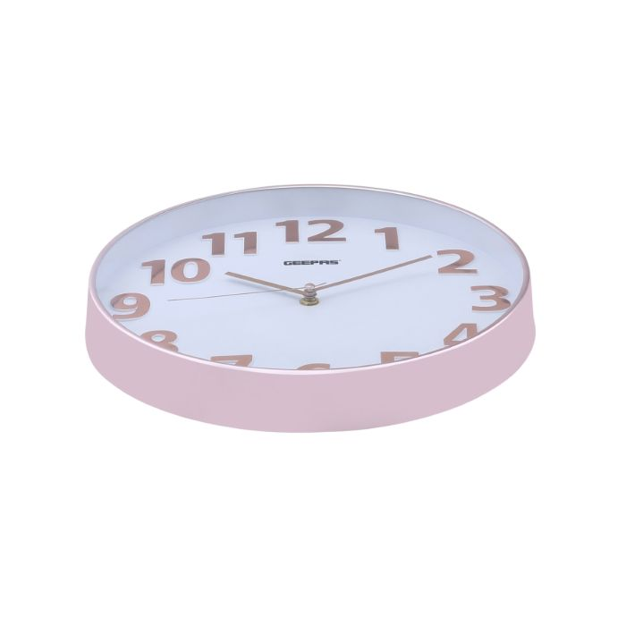 Geepas Wall Clock 3D Rose Gold Numbers - Silent Non-Ticking, Round Decorative Wall Clock For Living Room, Bedroom, Kitchen (Battery Not Included) | 2 Years Warranty