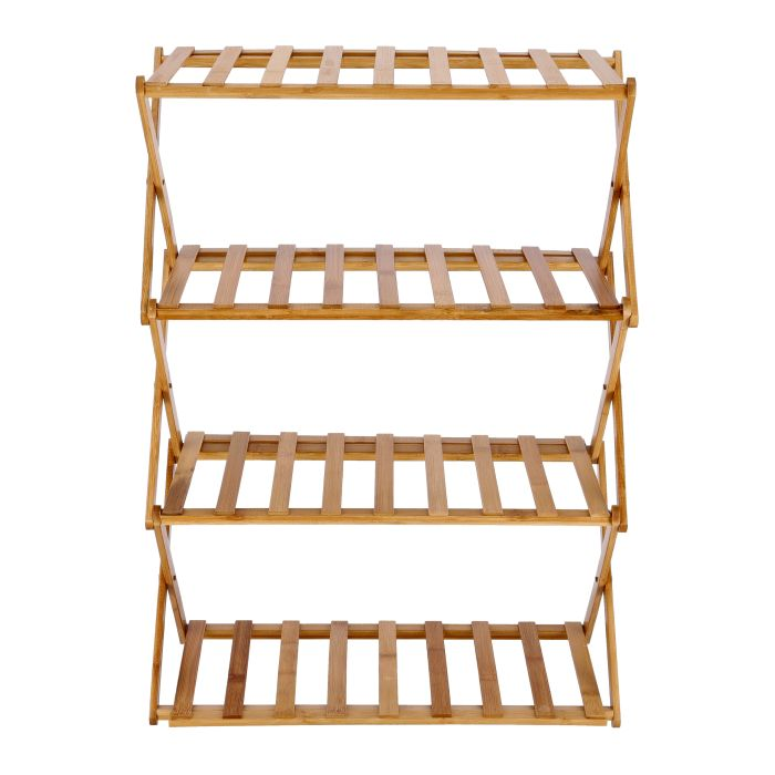 4-Layer Bamboo Shoe Rack, Multi-Purpose Shoe Shelf, RF10412 | 100% Natural Bamboo | Collapsible Design | Easy To Store & Carry | Free Standing Shoe Organizer