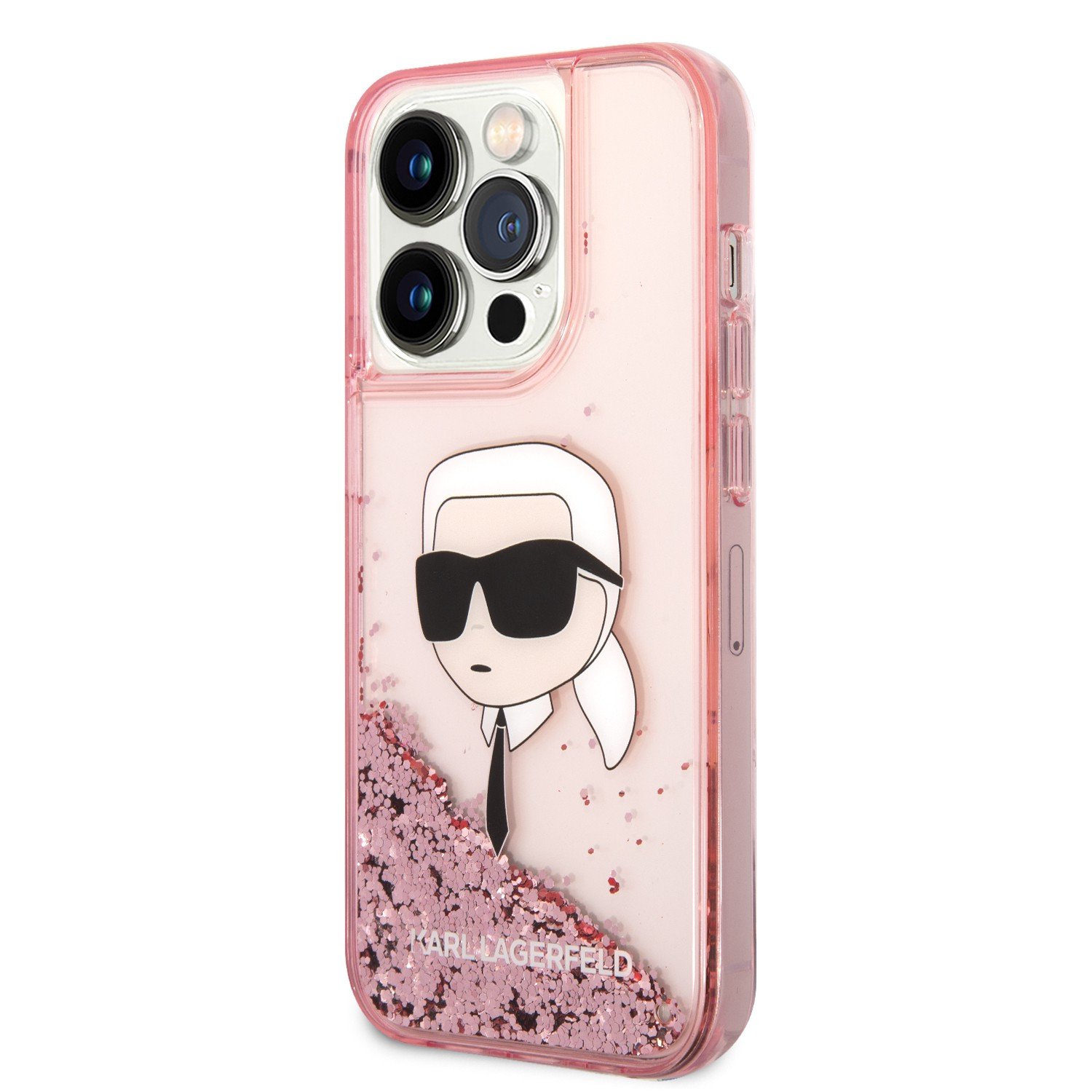 Karl Lagerfeld Liquid Glitter NFT Karl's Head Hard Case for iPhone 14 Pro Max - Pink