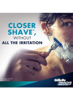 2-Piece Blade, Set With Mach3 ,Turbo Razor, Handle Blue/Silver