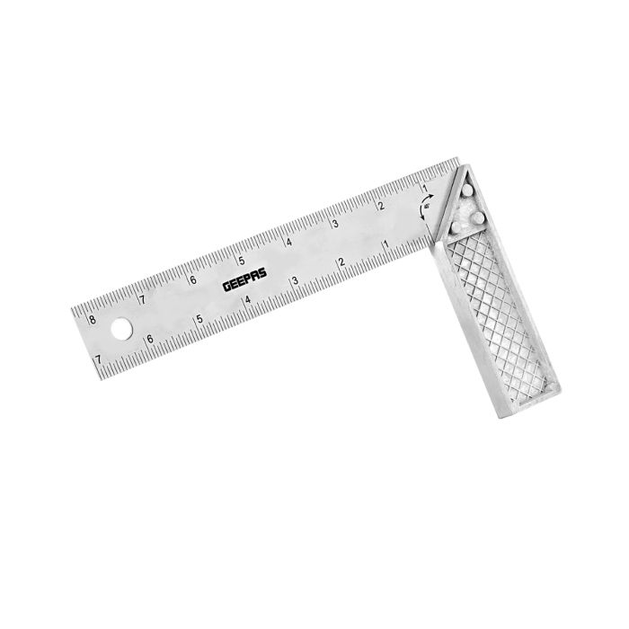 Geepas Try Square With Cast Zinc Handle 8" - 90 Degree Angle Corner Ruler | Woodworking Square, Degree Double-Sided Angle Ruler Right Measuring Tool For Carpenters Engineer