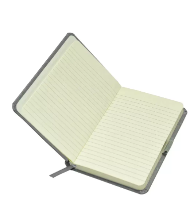 FIS Executive Ostrich Italian PU Cover Notebook, Ivory Paper, Single Ruled With Elastic Band, Grey Color, 120 Sheets, Pen Holder and Gift Box, A6 Size - FSNBEXSLA6GY