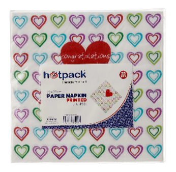 Heart Theme Napkin(33x33 Cm)Heart Shape 1 Packet (25 Pieces)