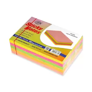 FIS Sticky Note Pad, 4X6 inches, Pack of 5, Ruled 5 Assorted Neon Color -FSPO4X6RN5C