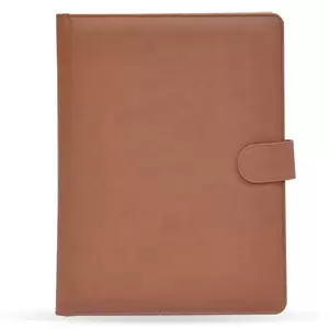 FIS Folder Italian PU Cover with Writing Pad, Ivory Paper, Single Ruled, 80 Sheets with Gift Box, Brown Color, 24 x 32 cm - FSGT2535PURBR