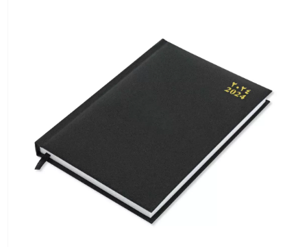 FIS A5 Diary 2024 (Arabic/English) 1 Side Padded Cover, Black - FSDI18AE24BK